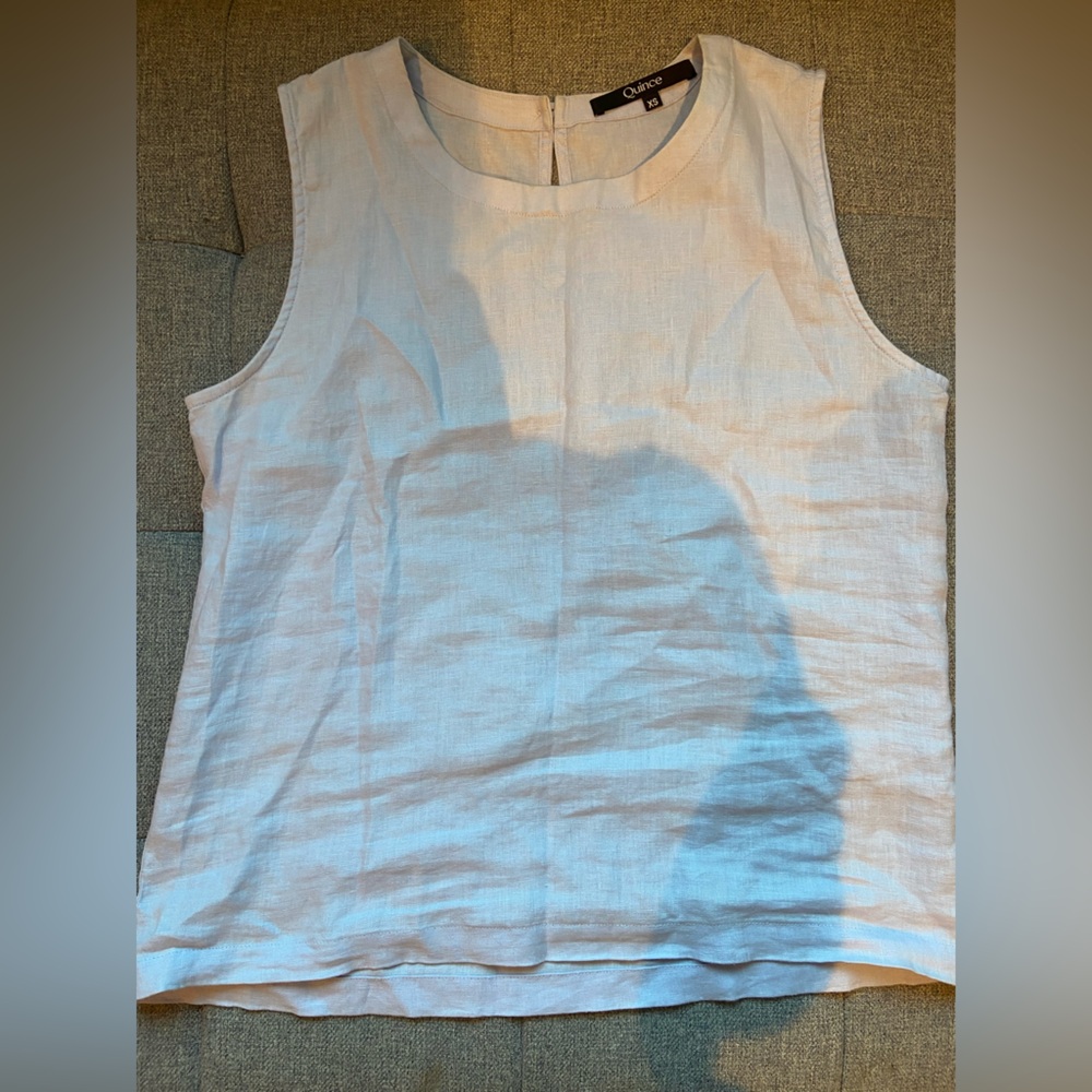 Quince European linen tank xs light blue
